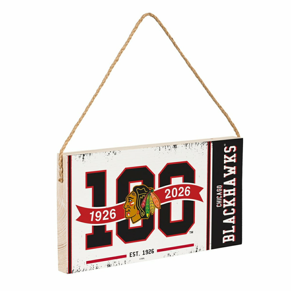 Chicago Blackhawks,100 Anniversary Wood Wall Sign, 6x11, NHL, Home