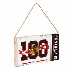 Chicago Blackhawks,100 Anniversary Wood Wall Sign, 6x11, NHL, Home