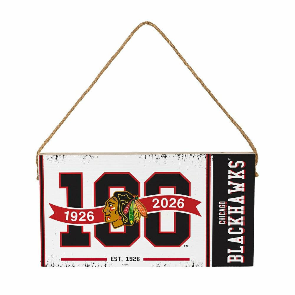 Chicago Blackhawks,100 Anniversary Wood Wall Sign, 6x11, NHL, Home