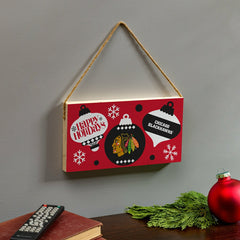 Chicago Blackhawks Holiday Wood Wall Sign, 6x11, NHL, Home