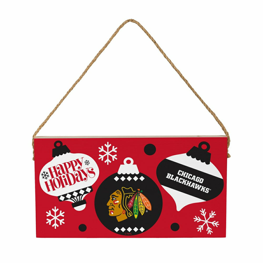 Chicago Blackhawks Holiday Wood Wall Sign, 6x11, NHL, Home