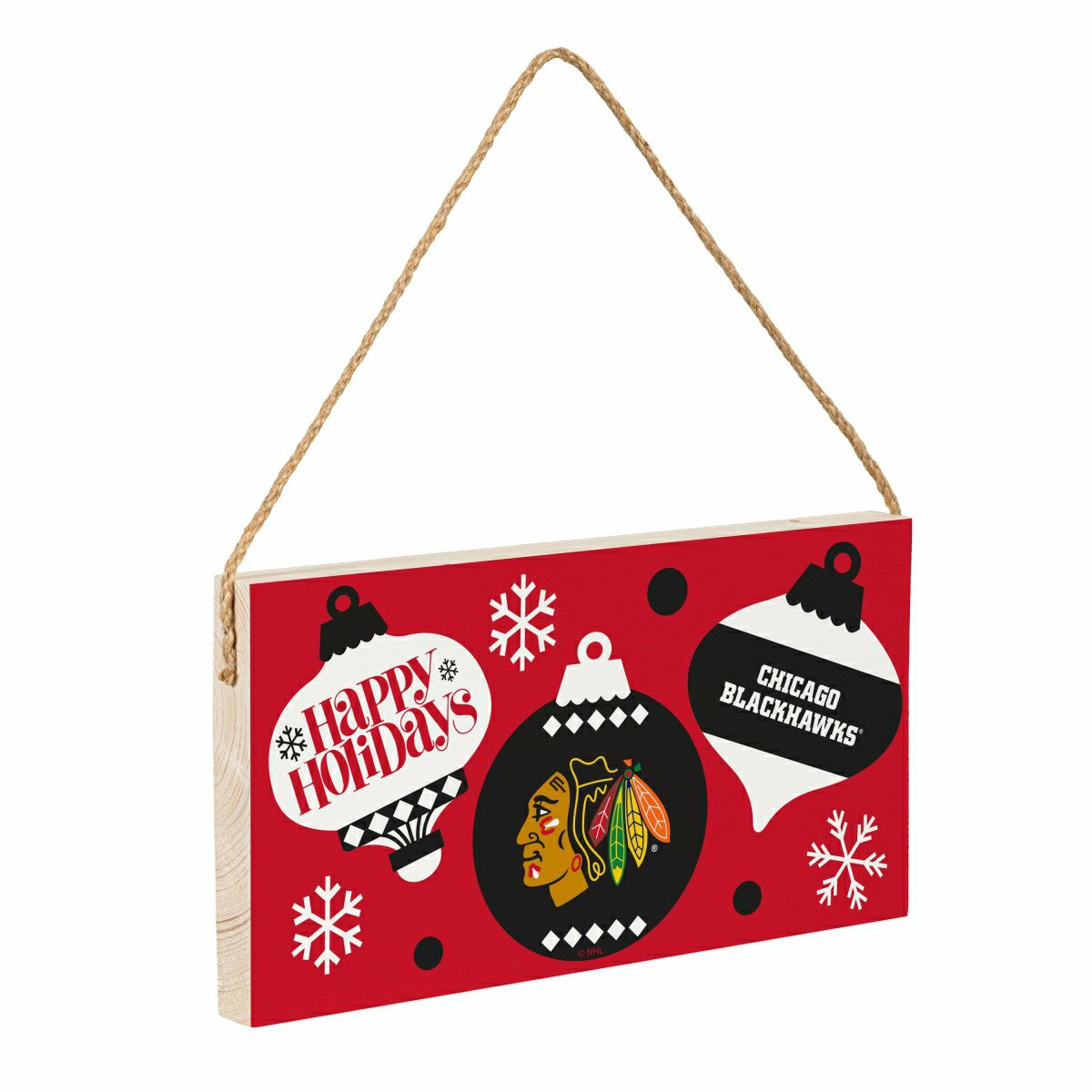 Chicago Blackhawks Holiday Wood Wall Sign, 6x11, NHL, Home