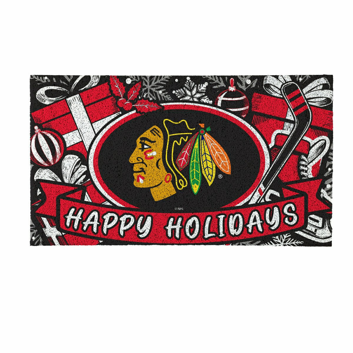 Chicago Blackhawks Holiday PVC Mat, 28"x16", NHL