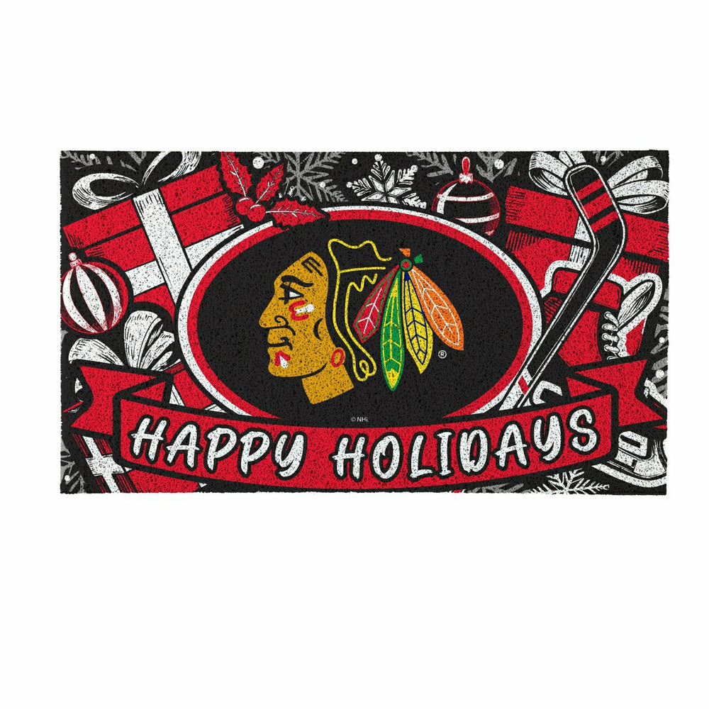 Chicago Blackhawks Holiday PVC Mat, 28"x16", NHL