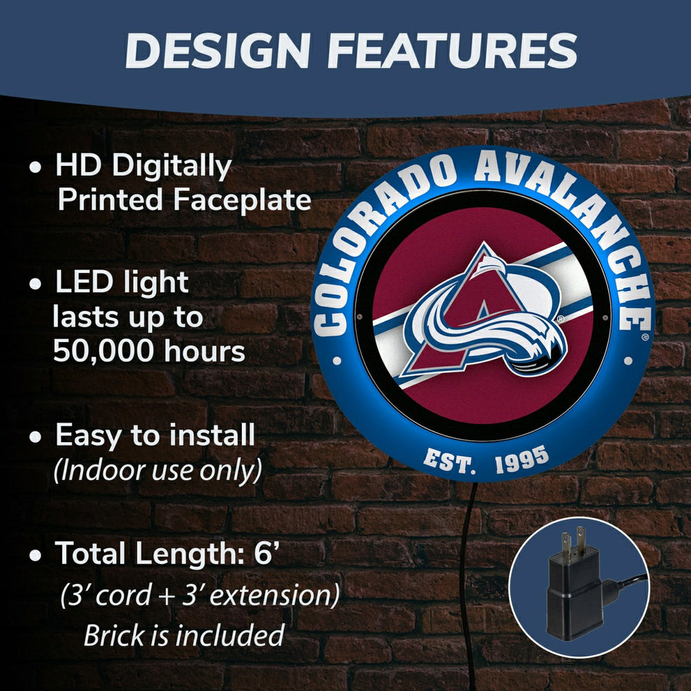 Colorado Avalanche, Metal Lite, Round, NHL
