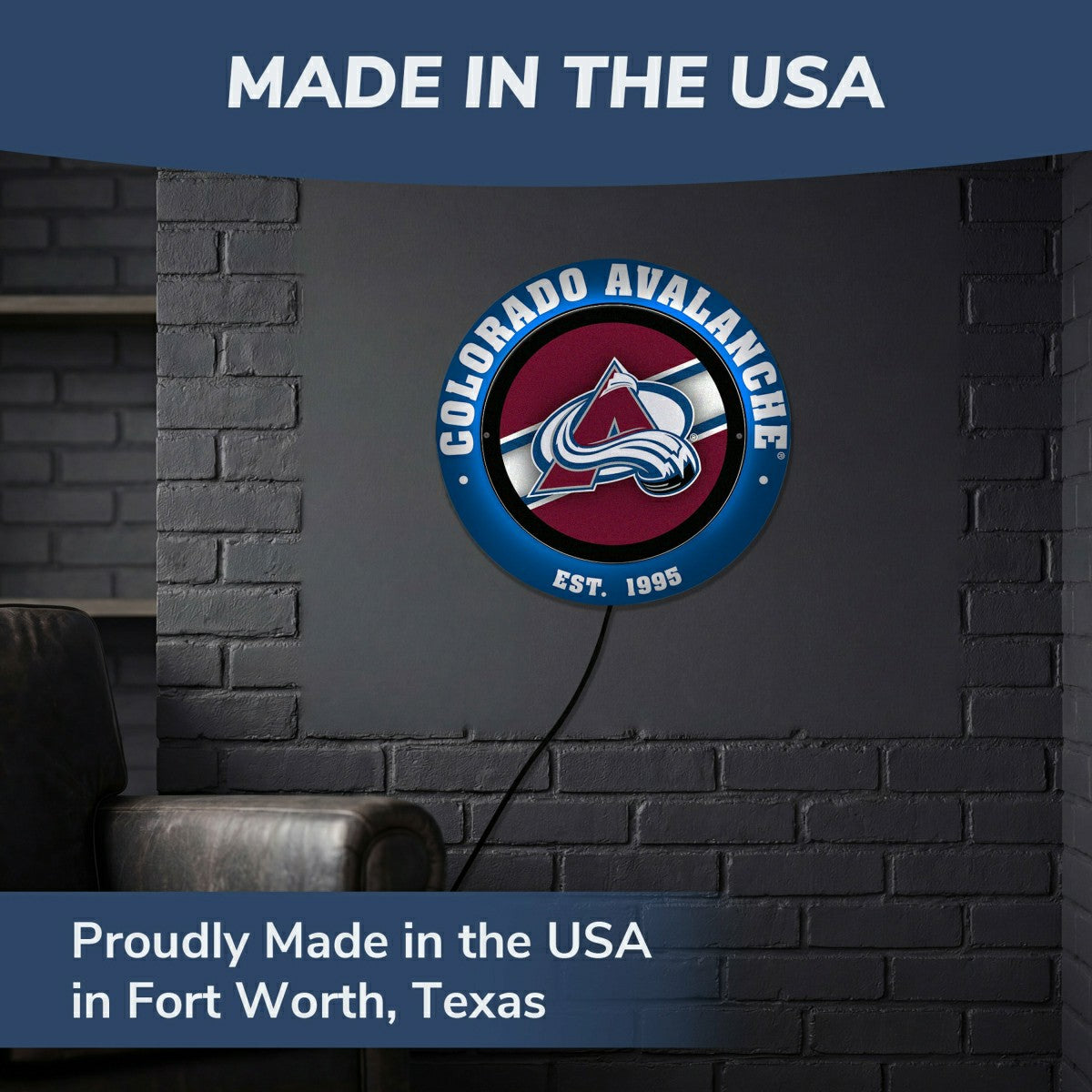 Colorado Avalanche, Metal Lite, Round, NHL
