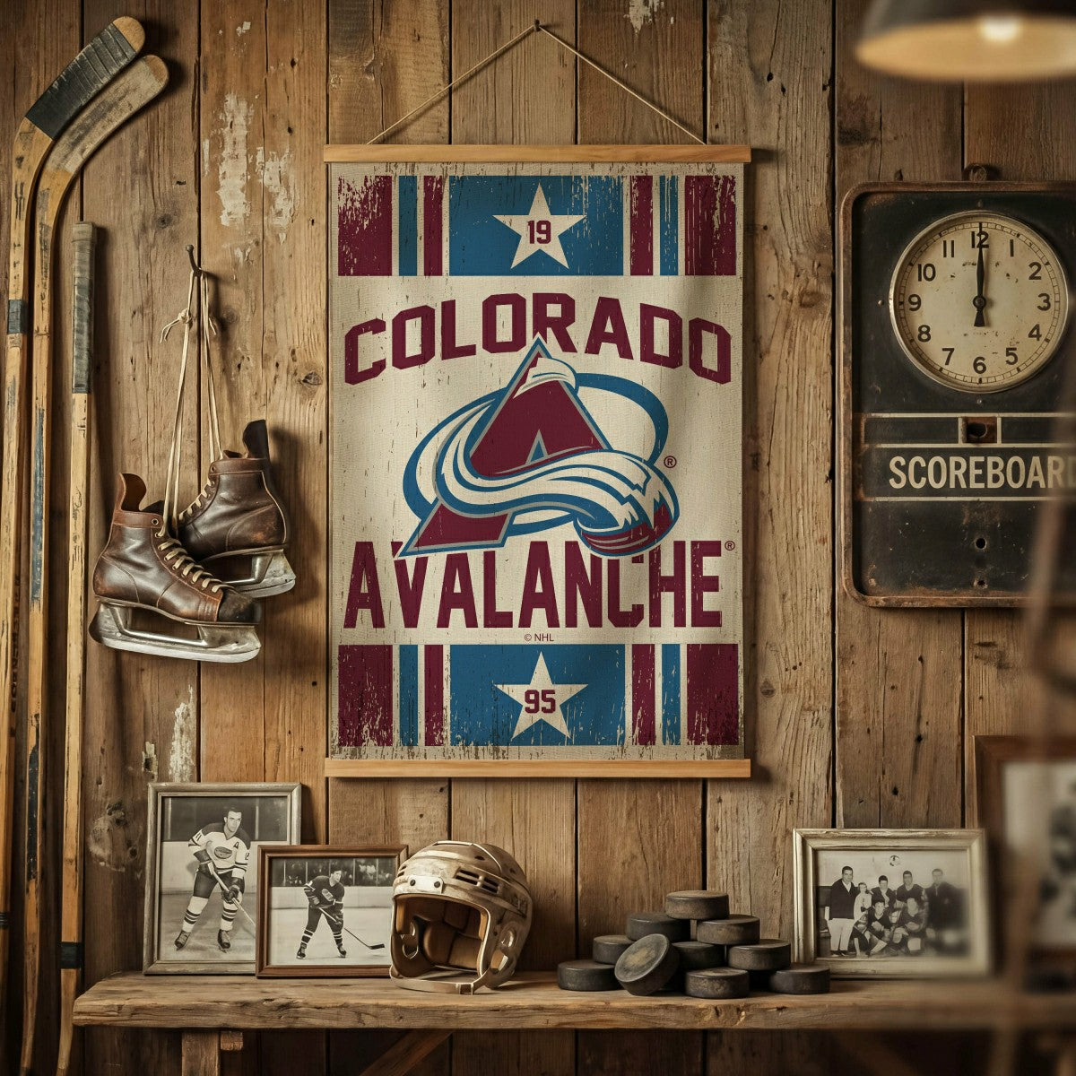 Colorado Avalanche, Canvas Wall Tapestry, Medium, 36x24, NHL, Home