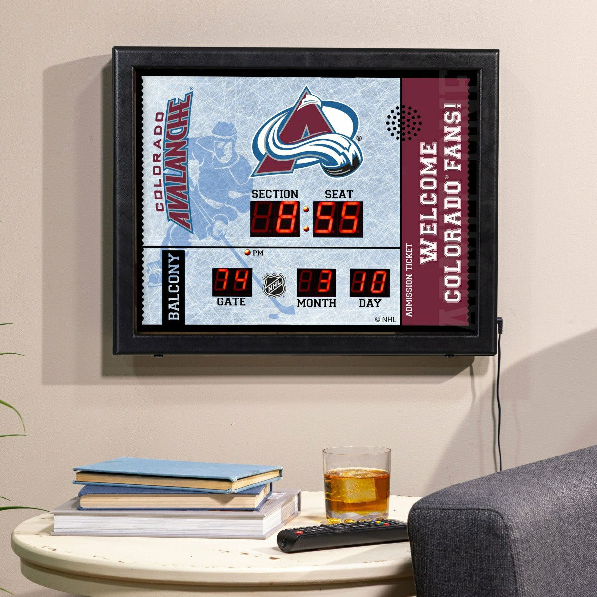 Bluetooth Scoreboard Wall Clock, Colorado Avalanche, NHL, Home