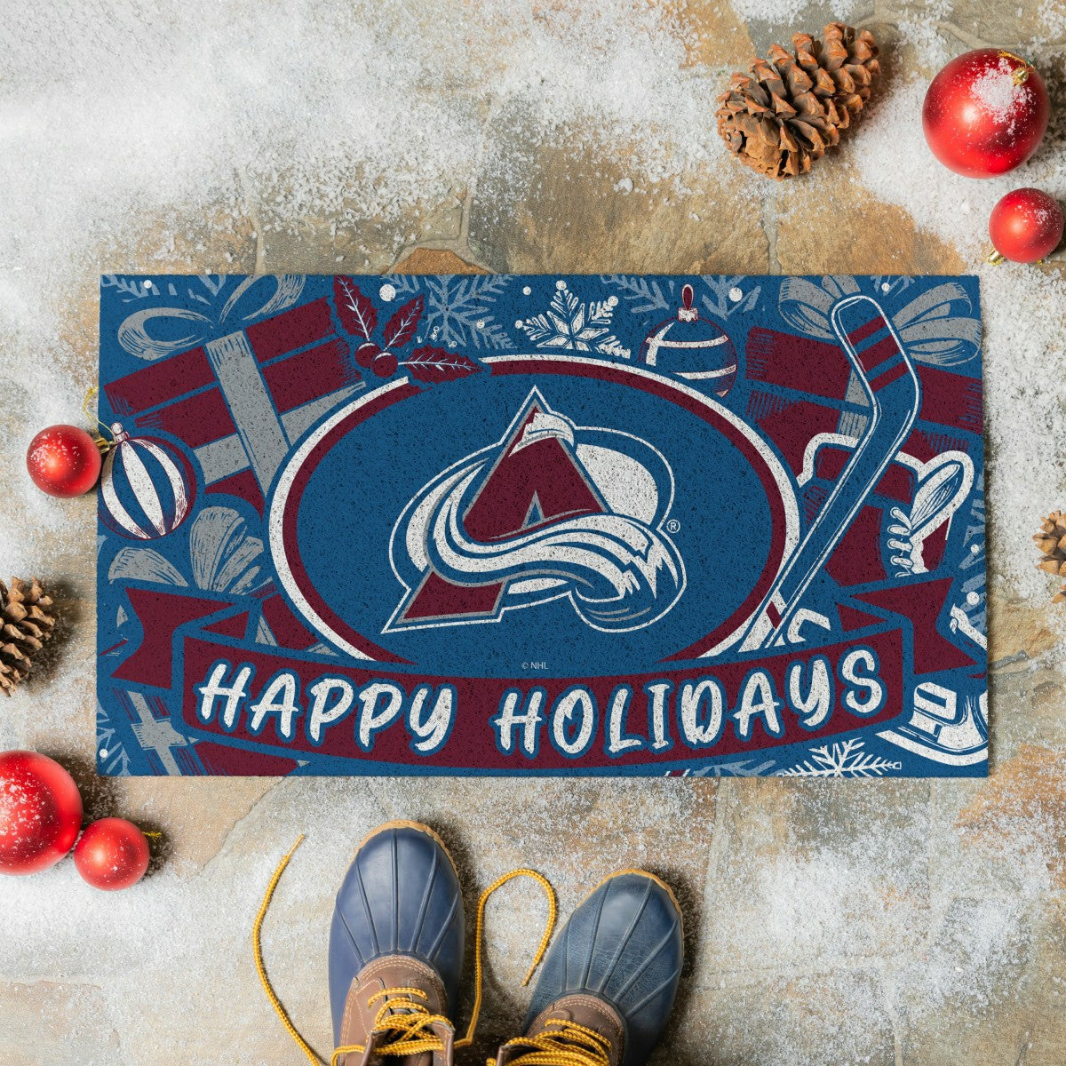Colorado Avalanche Holiday PVC Mat, 28"x16", NHL