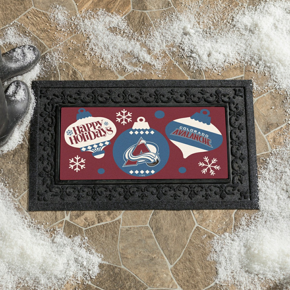 Colorado Avalanche Holiday Flocked Coir Sassafras Switch Mat, 22"x10", NHL