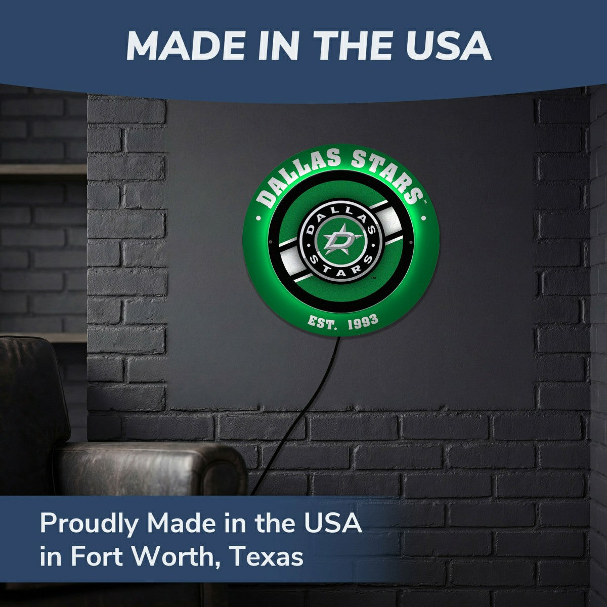 Dallas Stars, Metal Lite, Round, NHL