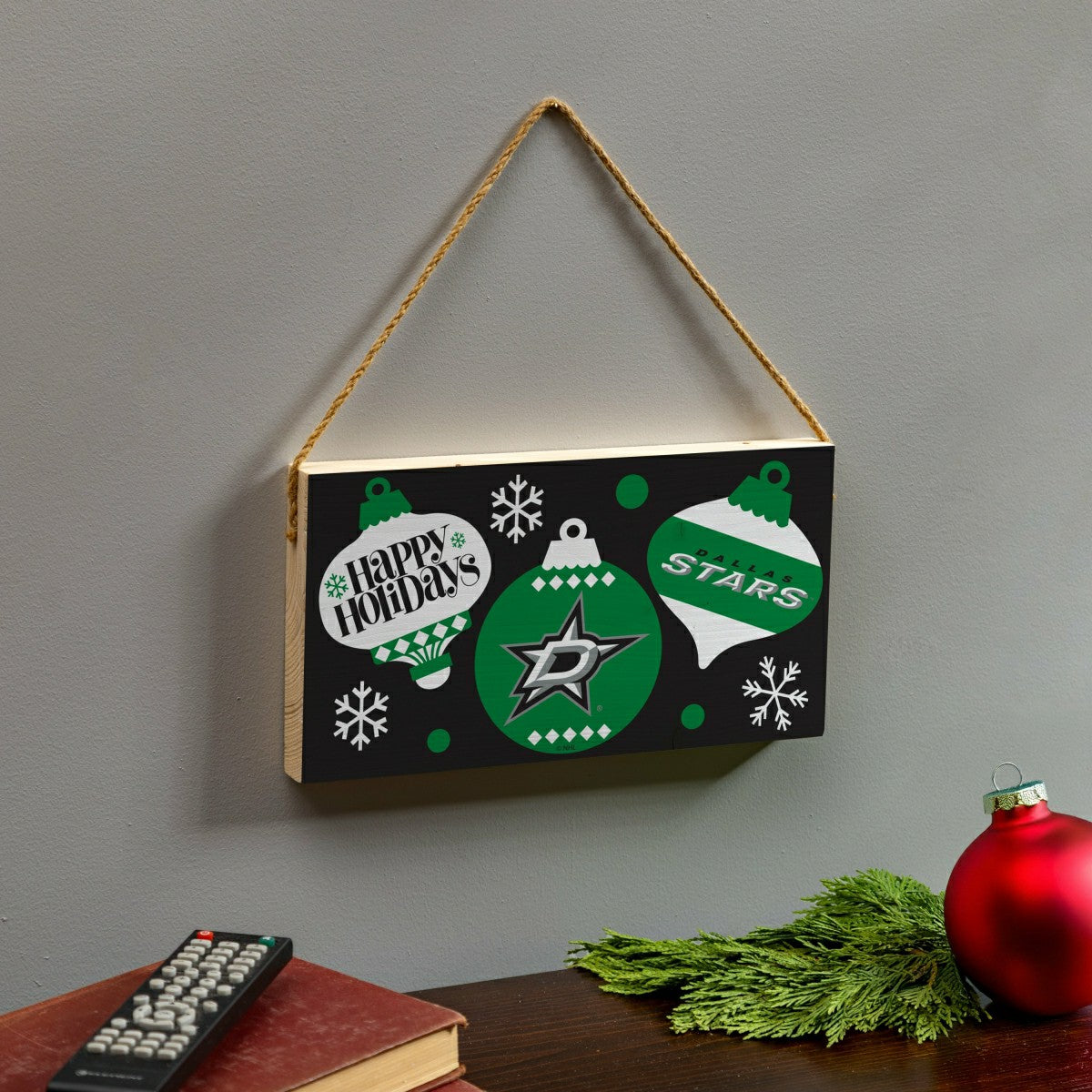 Dallas Stars Holiday Wood Wall Sign, 6x11, NHL, Home