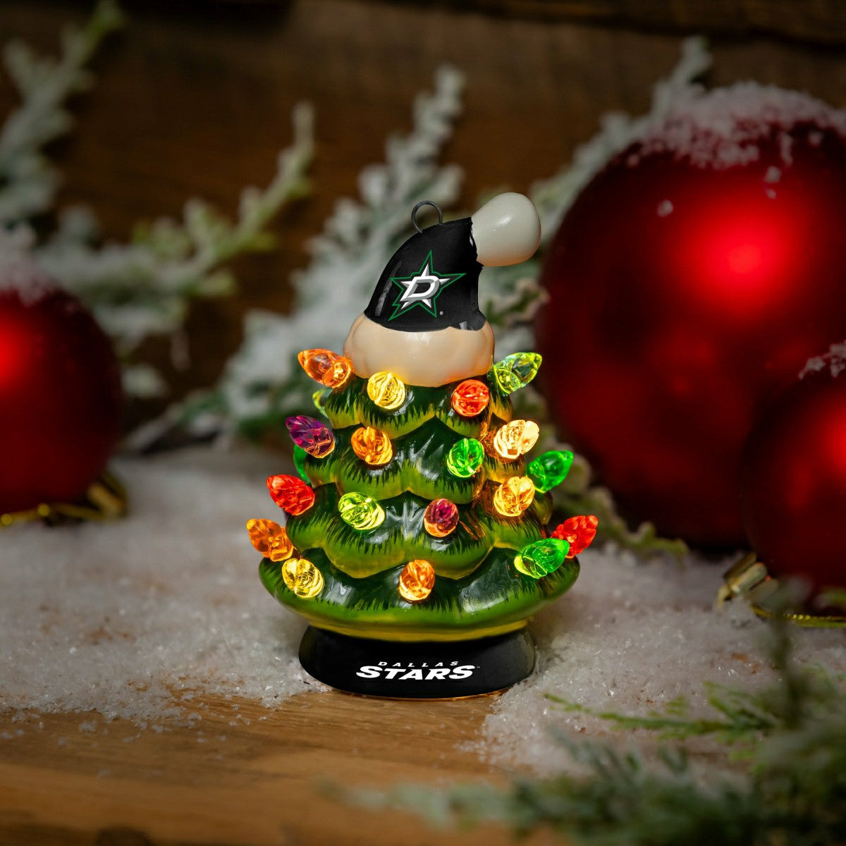 4" Mini LED Tabletop Christmas Tree, Set of 2, Dallas Stars, NHL, Home