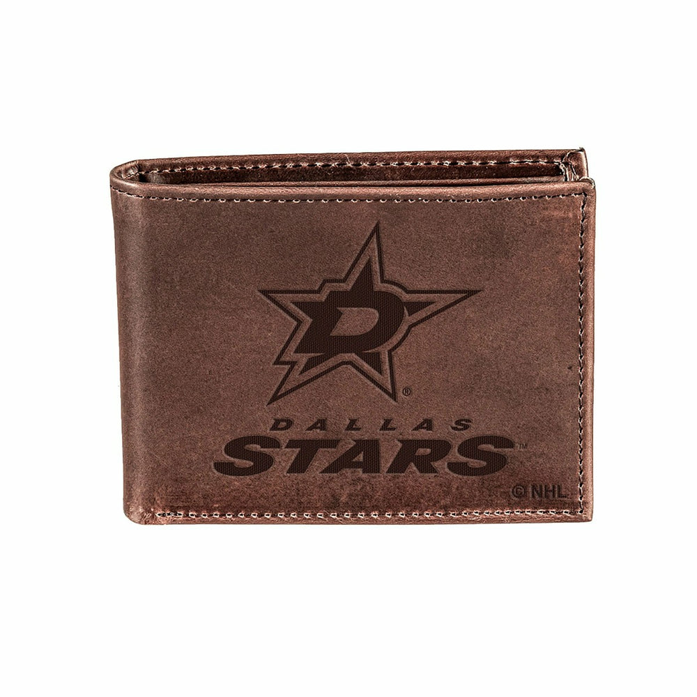 Dallas Stars, Bi-Fold Wallet, Brown, CH, 100% Genuine Leather, NHL, Home
