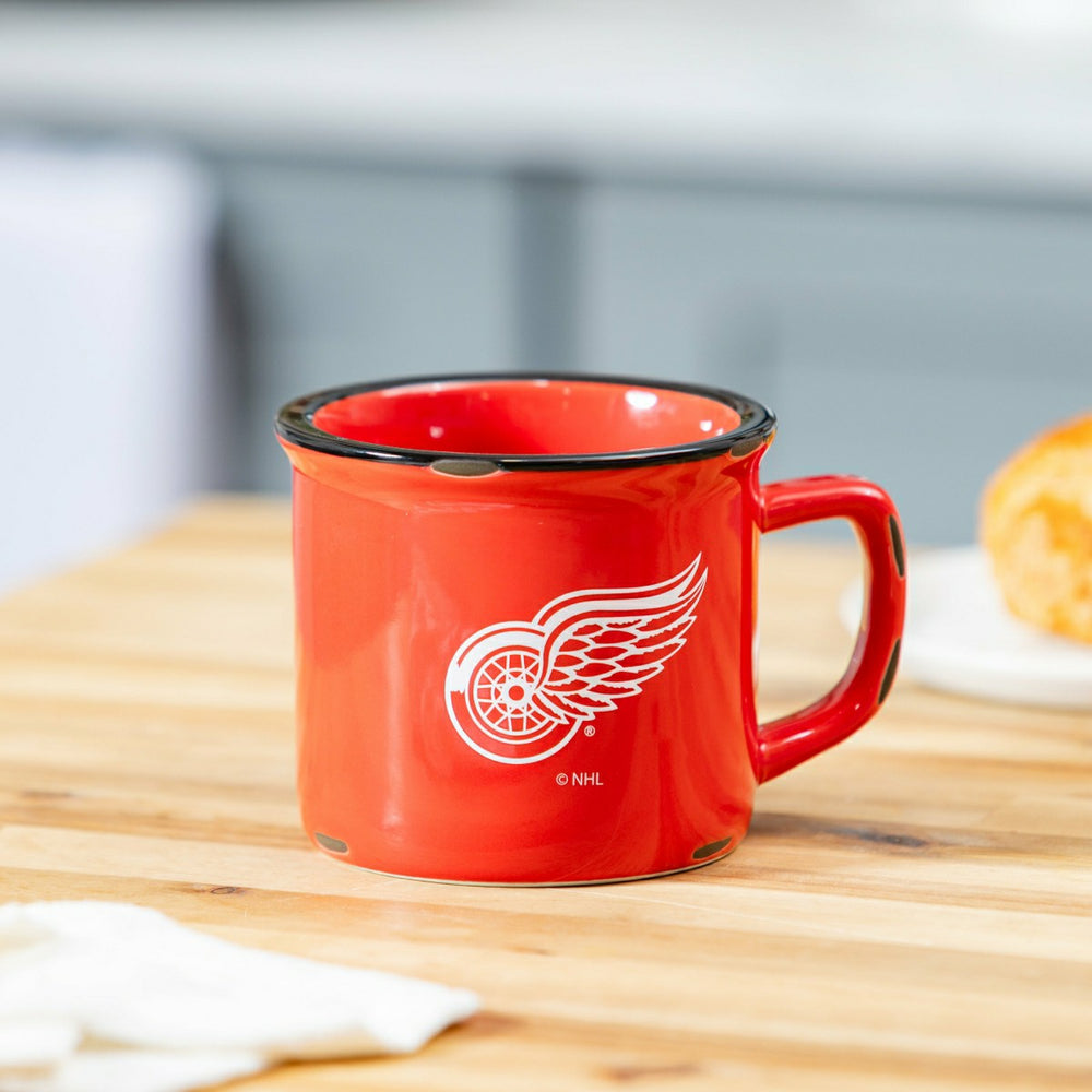 Detroit Red Wings Ceramic Camp Cup with Enamel Finish, 14oz, NHL, Home