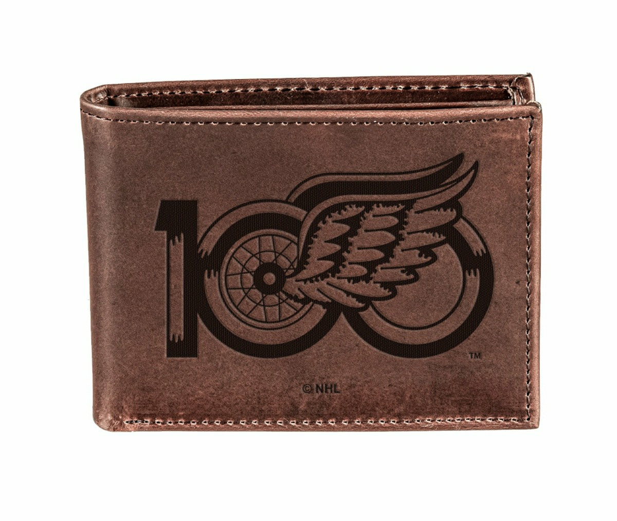 Detroit Red Wings, 100 Anniversary Wallet, Bi-fold, Brown, NHL, Home