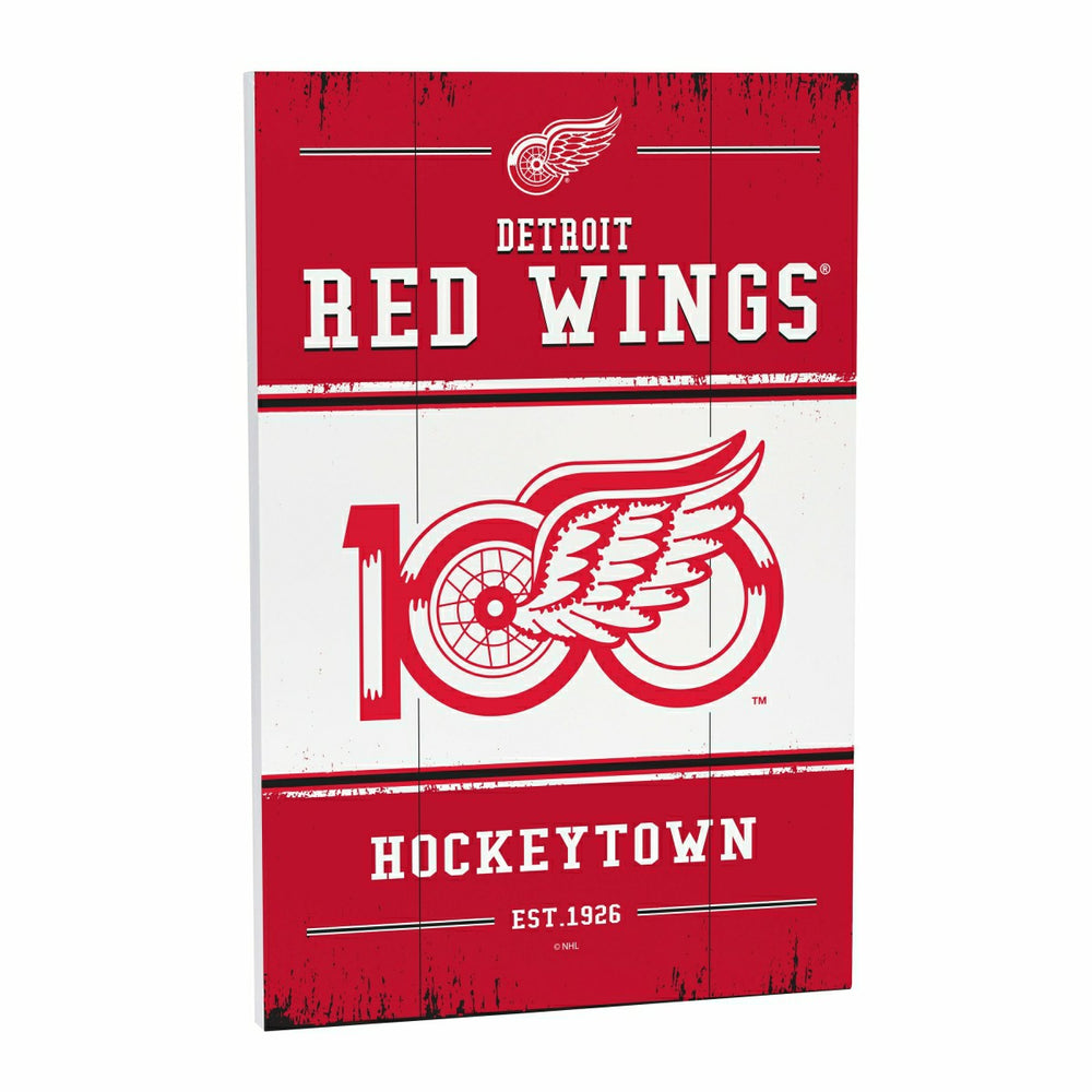 Detroit Red Wings,100 Anniversary Wood Wall Sign, 16x24, NHL, Home
