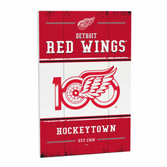 Detroit Red Wings,100 Anniversary Wood Wall Sign, 16x24, NHL, Home