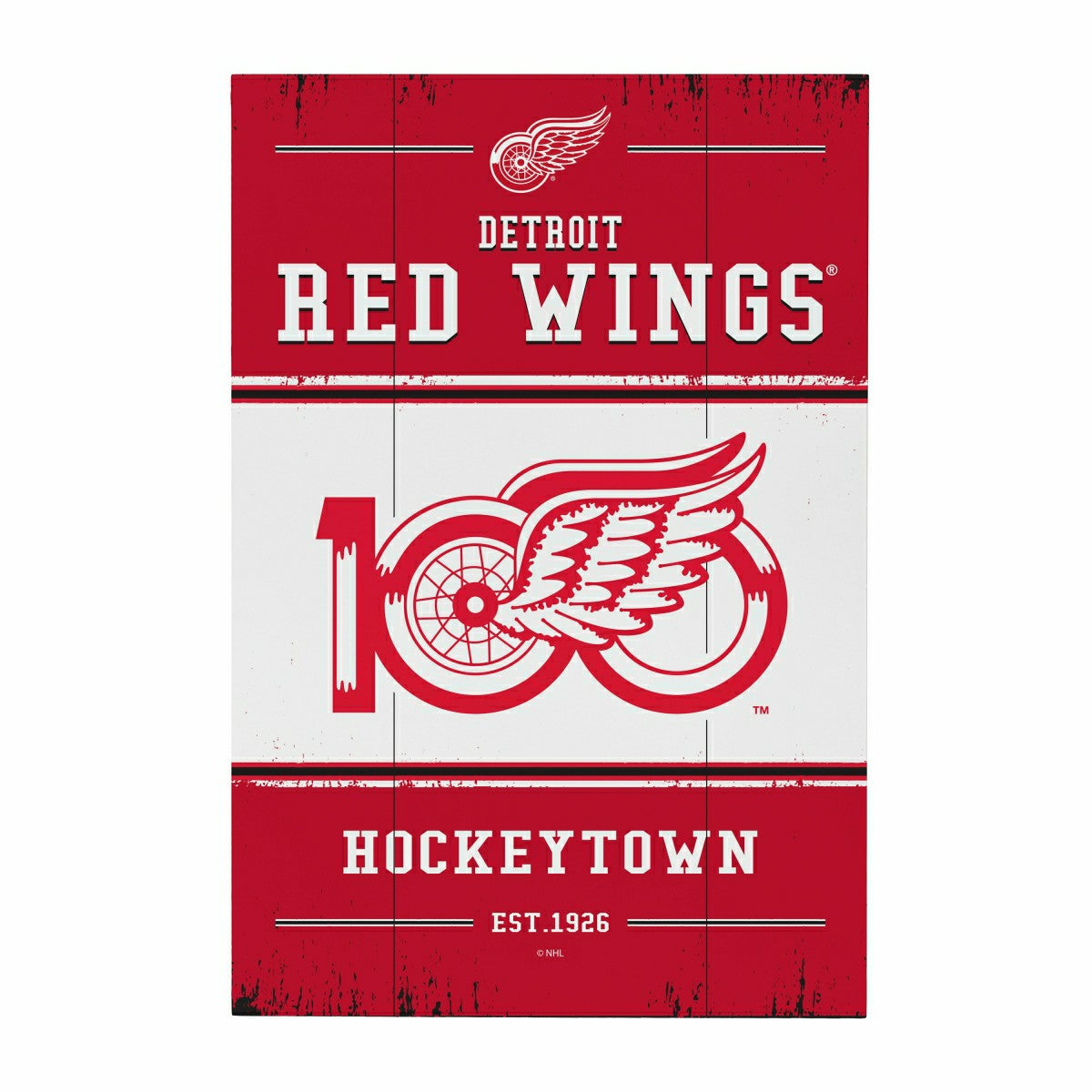 Detroit Red Wings,100 Anniversary Wood Wall Sign, 16x24, NHL, Home