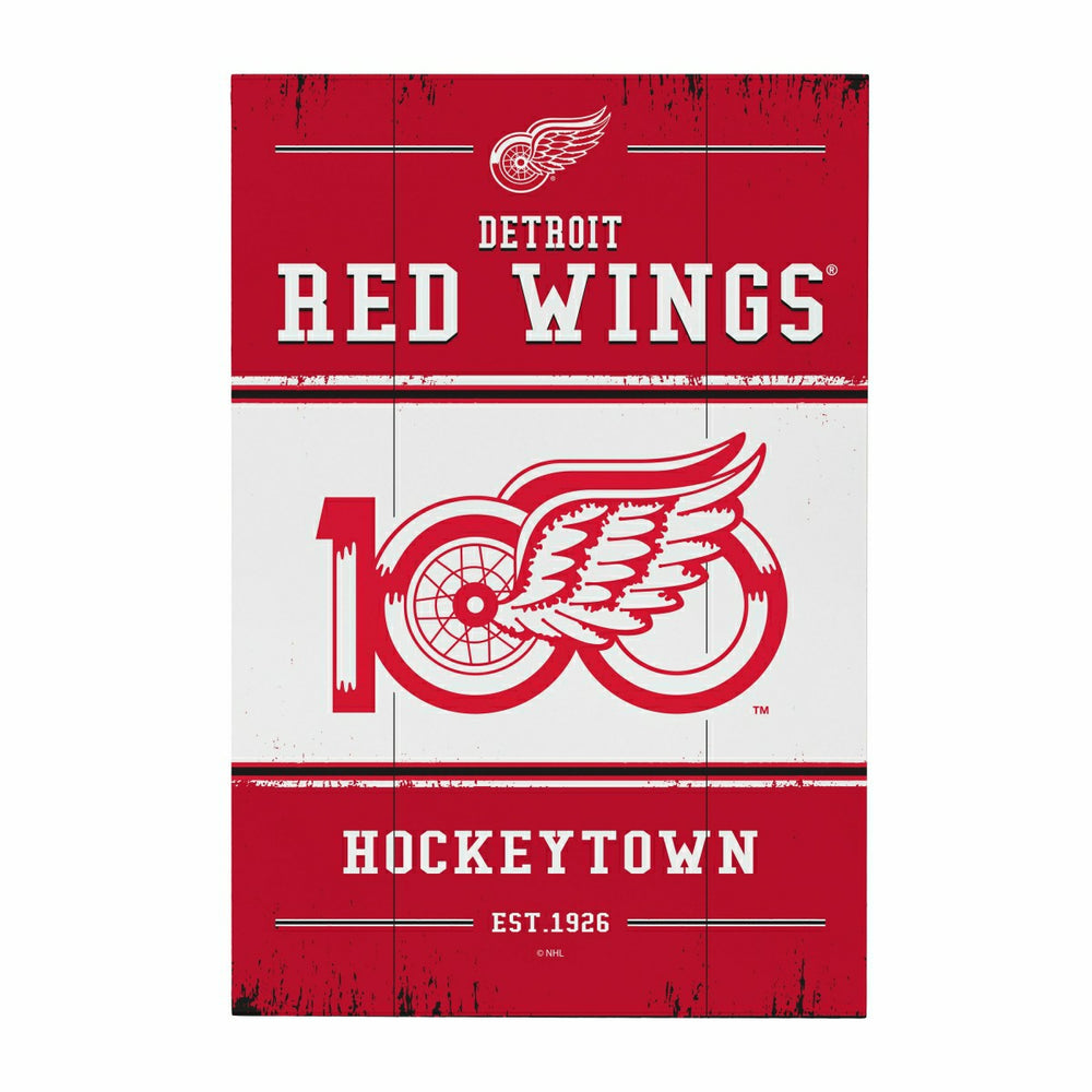 Detroit Red Wings,100 Anniversary Wood Wall Sign, 16x24, NHL, Home