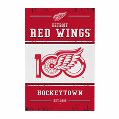 Detroit Red Wings,100 Anniversary Wood Wall Sign, 16x24, NHL, Home