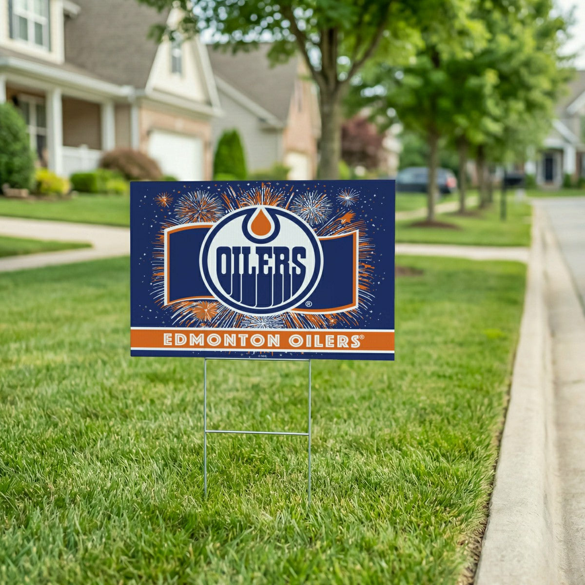 Edmonton Oilers Yard Sign, Patriotic, NHL, Home