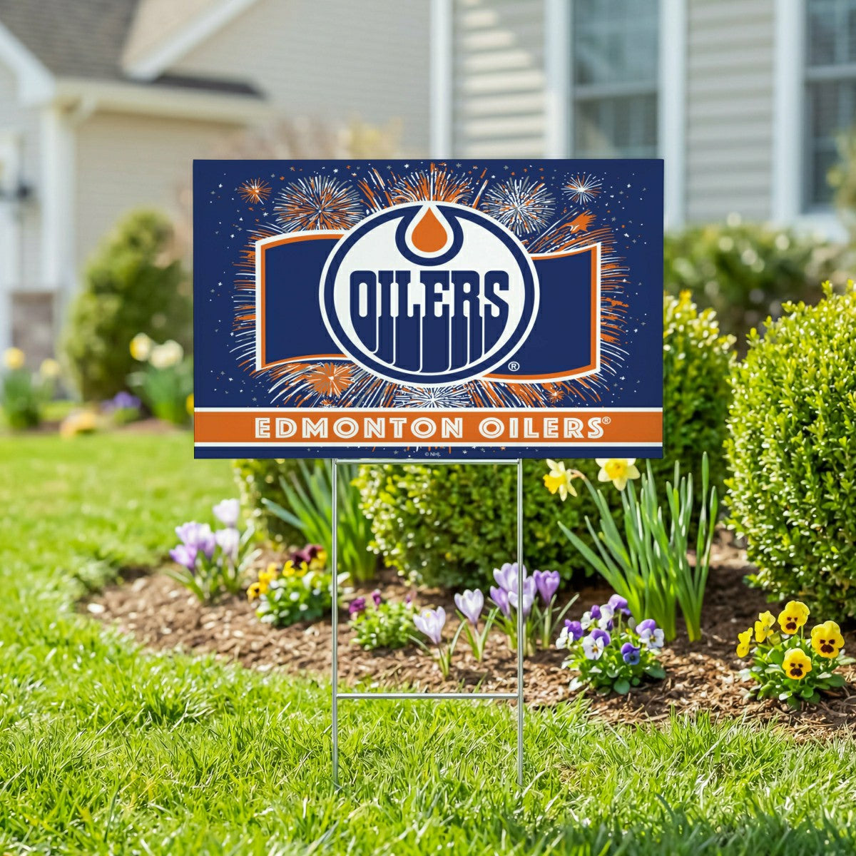 Edmonton Oilers Yard Sign, Patriotic, NHL, Home
