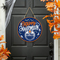 Edmonton Oilers Halloween Round Door Décor with Hanging Rope, 18x18, NHL, Home