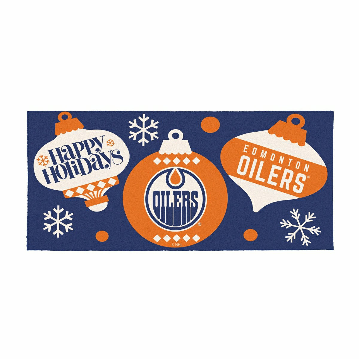 Edmonton Oilers Holiday Flocked Coir Sassafras Switch Mat, 22"x10", NHL
