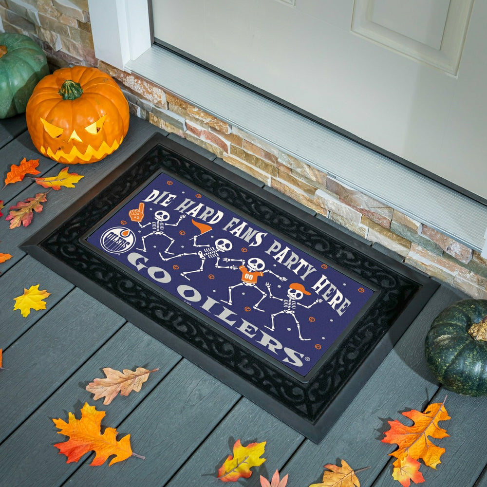 Edmonton Oilers Flocked Coir Halloween Sassafras Switch Mat, 22"x10", NHL