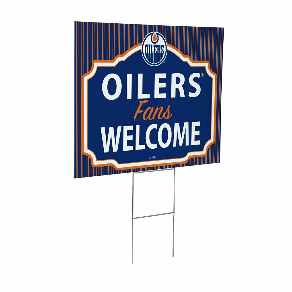 Edmonton Oilers Coroplast Yard Sign, "Fans Welcome", NHL, Home