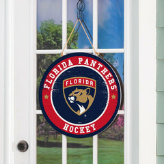 Florida Panthers Round Door Décor with Hanging Rope, 18x18, NHL, Home