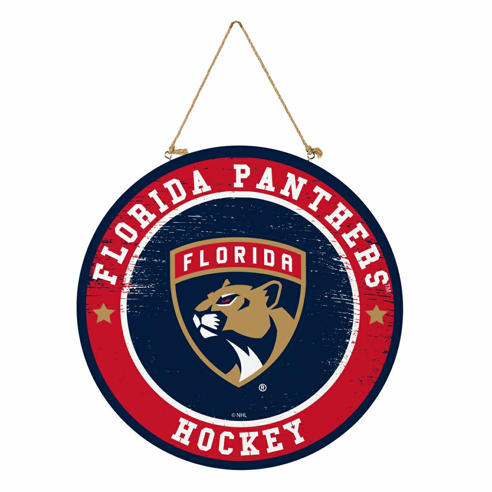 Florida Panthers Round Door Décor with Hanging Rope, 18x18, NHL, Home