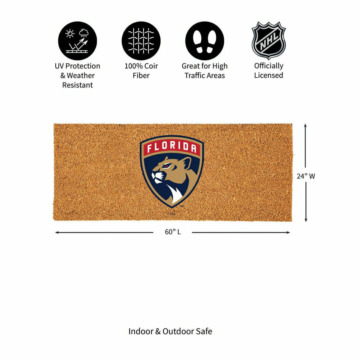 Florida Panthers Extra Large Full Color Coir Mat, 60"x24", NHL
