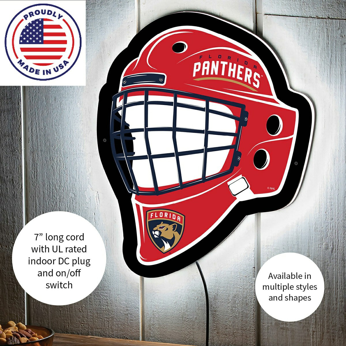 LED Wall Decor, Helmet, Florida Panthers, NHL, Home