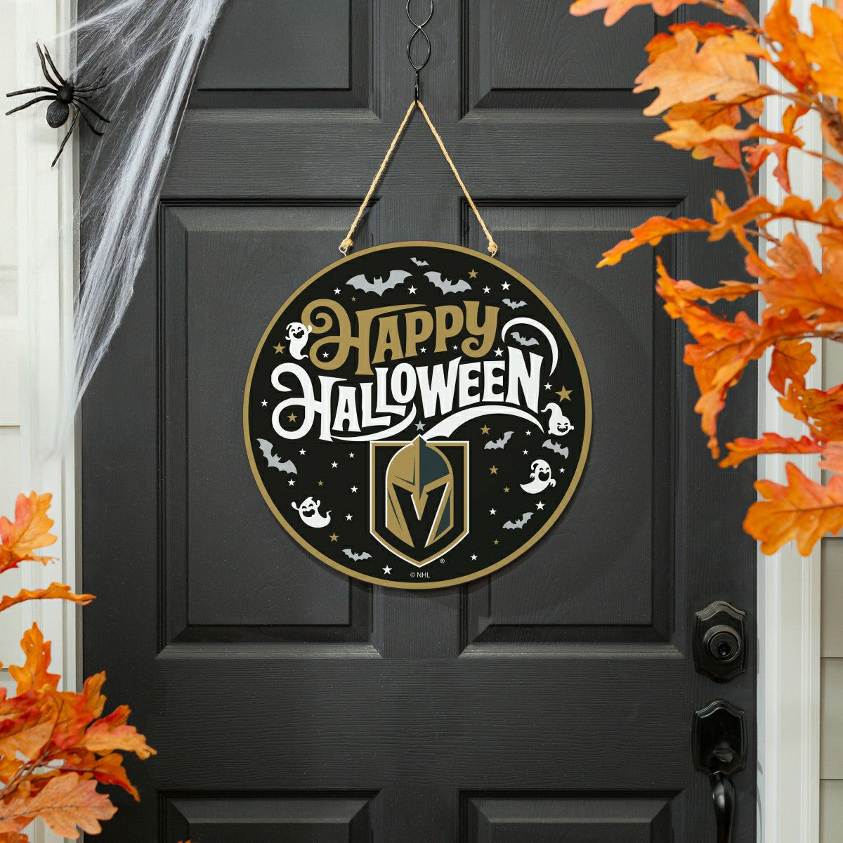 Vegas Golden Knights Halloween Round Door Décor with Hanging Rope, 18x, NHL, Home