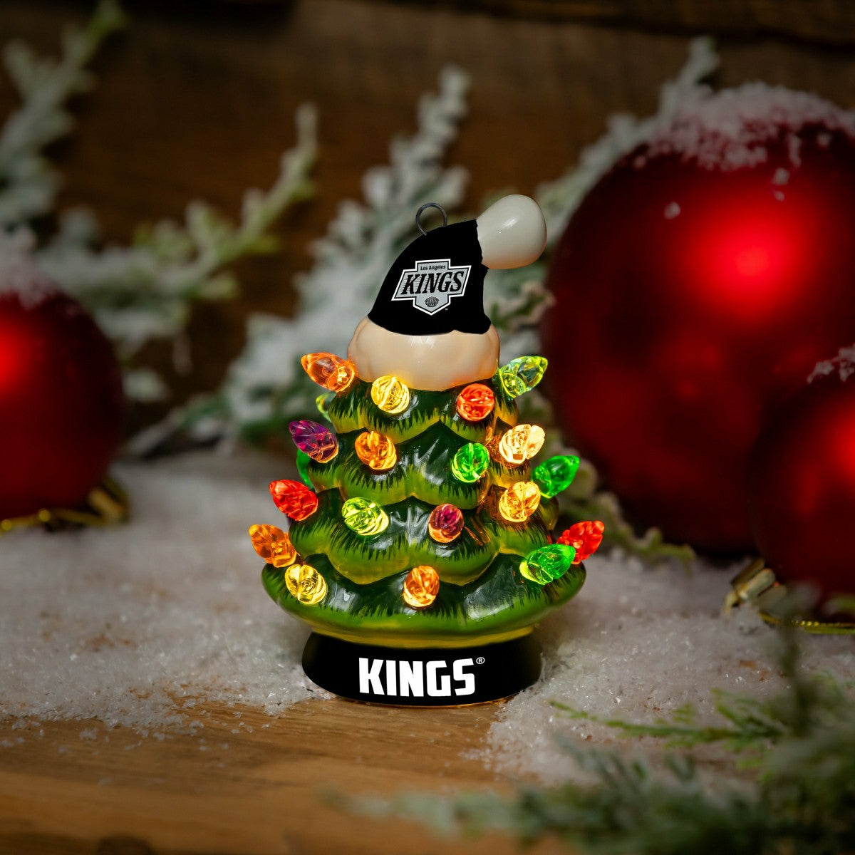 Los Angeles Kings 4" Mini LED Tabletop Christmas Tree, Set of 2, NHL, Home