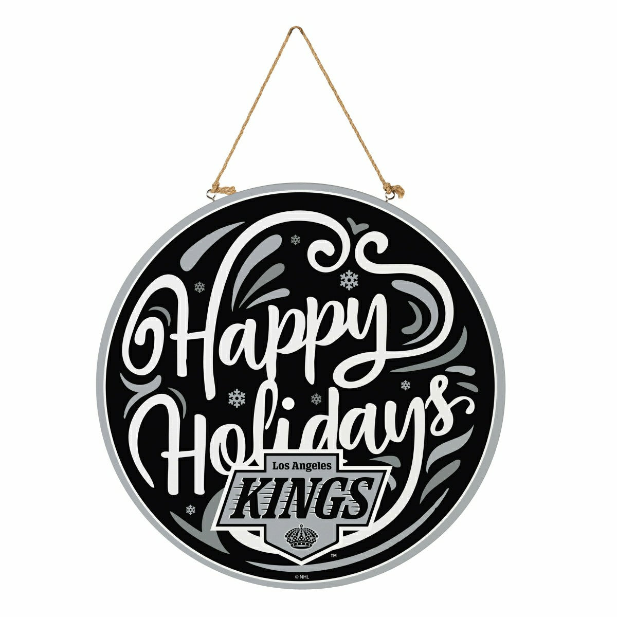 Los Angeles Kings Holiday Round Door Décor with Hanging Rope, 18x18, NHL, Home