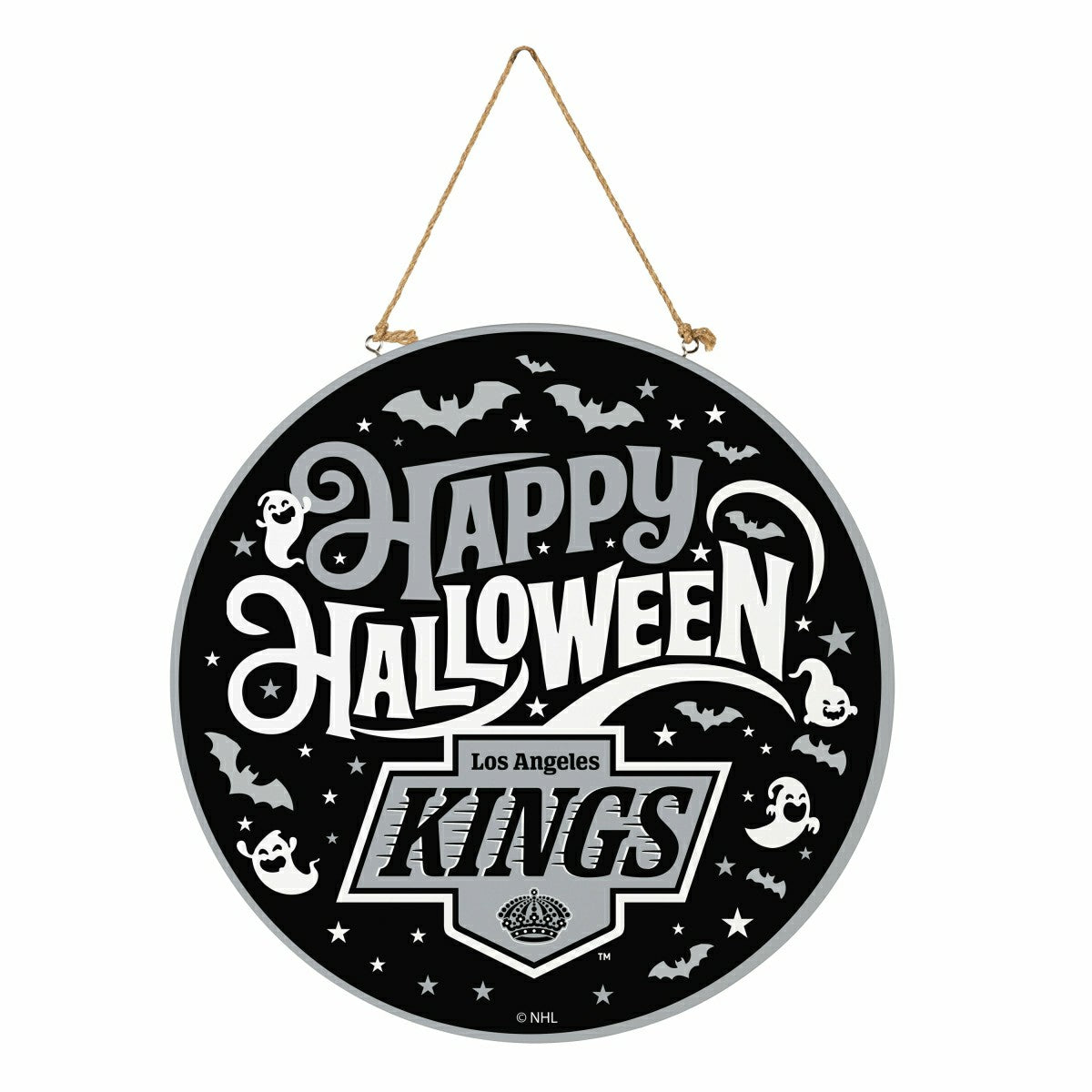 Los Angeles Kings Halloween Round Door Décor with Hanging Rope, 18x18, NHL, Home