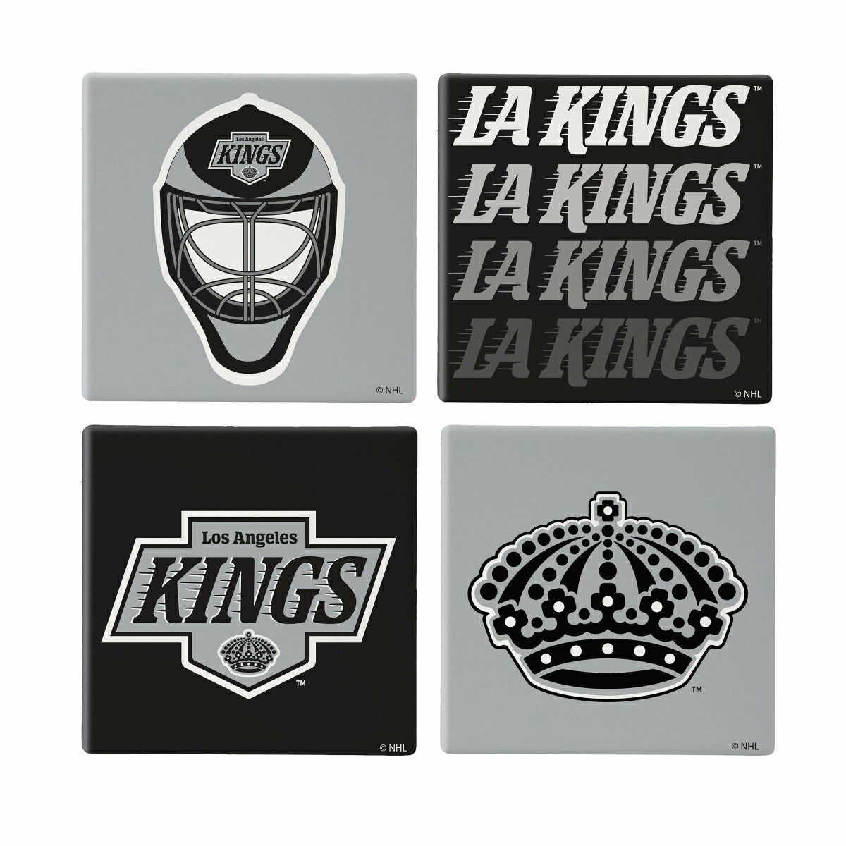Los Angeles Kings Ceramic Coasters Set, 4pcs with Wood Caddy, NHL, Home