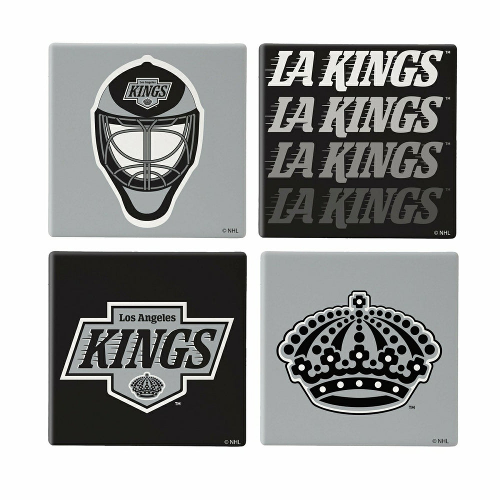 Los Angeles Kings Ceramic Coasters Set, 4pcs with Wood Caddy, NHL, Home