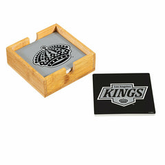 Los Angeles Kings Ceramic Coasters Set, 4pcs with Wood Caddy, NHL, Home