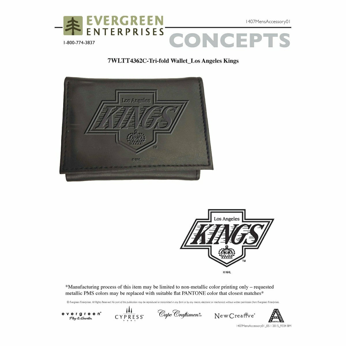 Los Angeles Kings, Tri-Fold Wallet, Black, NHL, Home