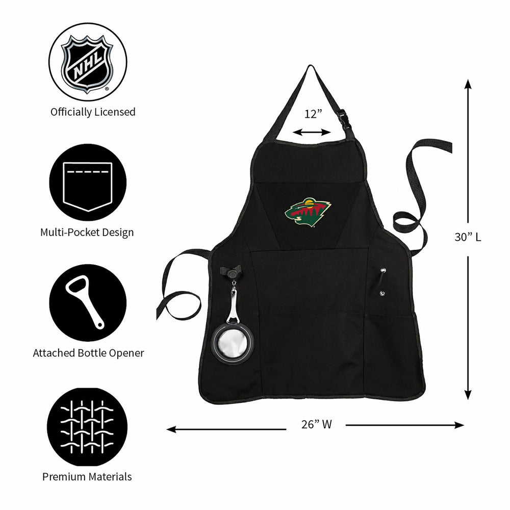 Grill Apron, Black, Minnesota Wild, NHL, Home