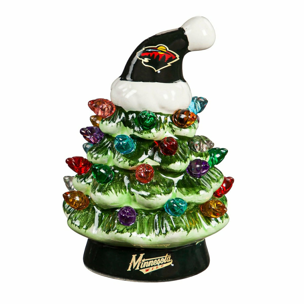 4" Mini LED Tabletop Christmas Tree, Set of 2, Minnesota Wild, NHL, Home
