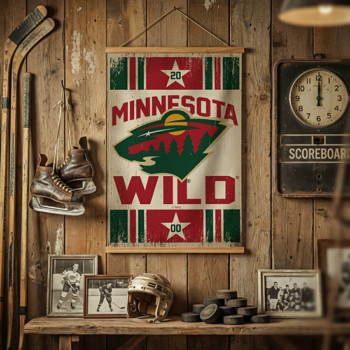Minnesota Wild, Canvas Wall Tapestry, Medium, 36x24, NHL, Home