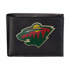Minnesota Wild Black Bi-Fold Embroidered Wallet w/ RFID Blocking, NHL, Home
