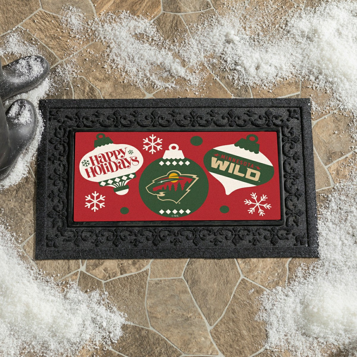 Minnesota Wild Holiday Flocked Coir Sassafras Switch Mat, 22"x10", NHL