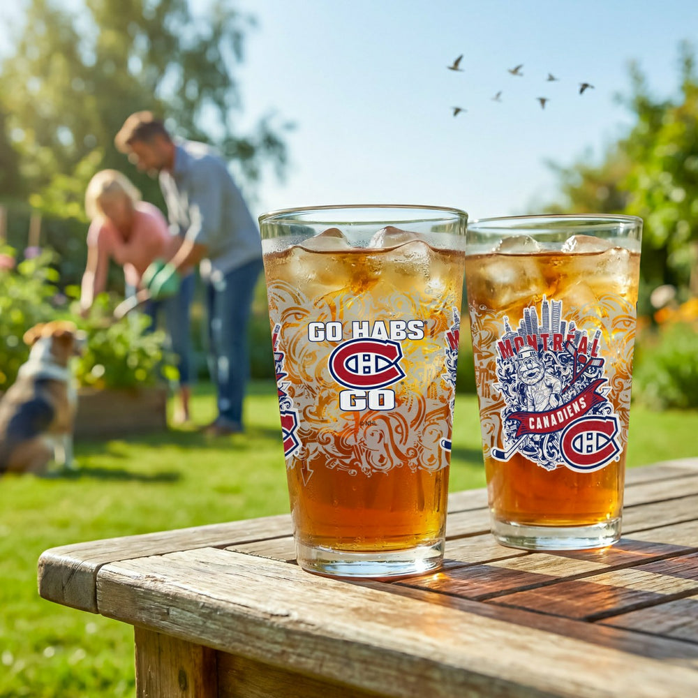 Montreal Canadiens 16oz Glass pint, Set of 2, NHL, Home