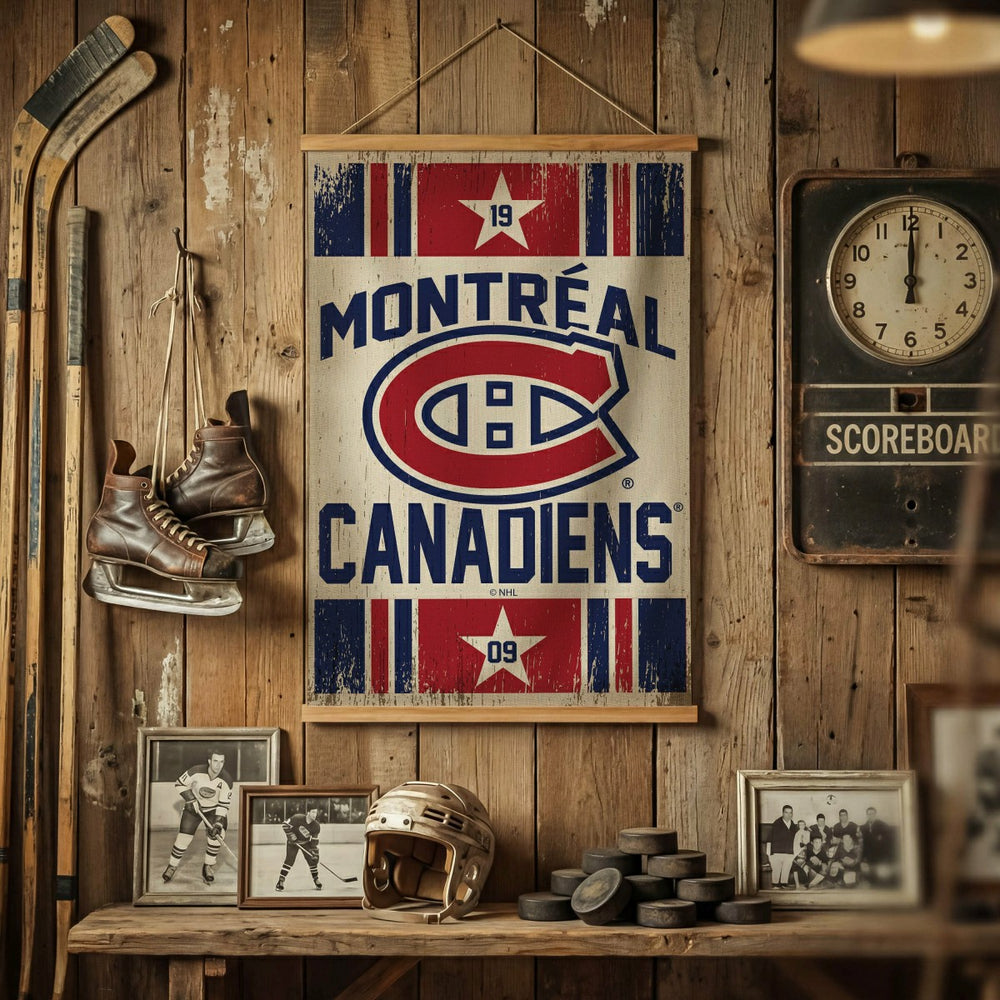 Montreal Canadiens, Canvas Wall Tapestry, Medium, 36x24, NHL, Home